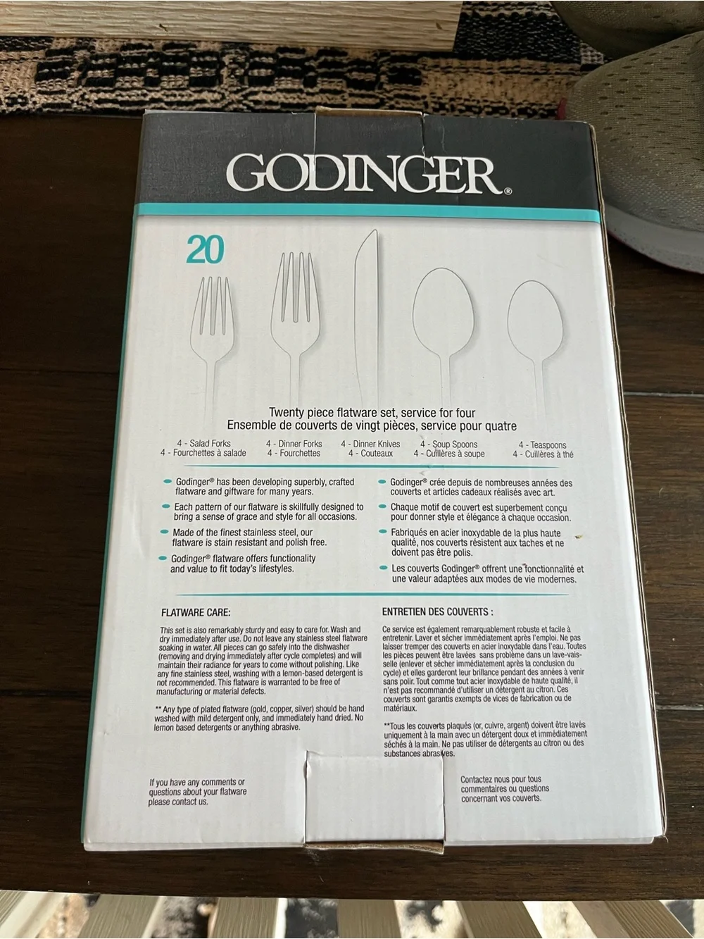 Godinger Silver Beaded-Edge 20-Piece Flatware Set